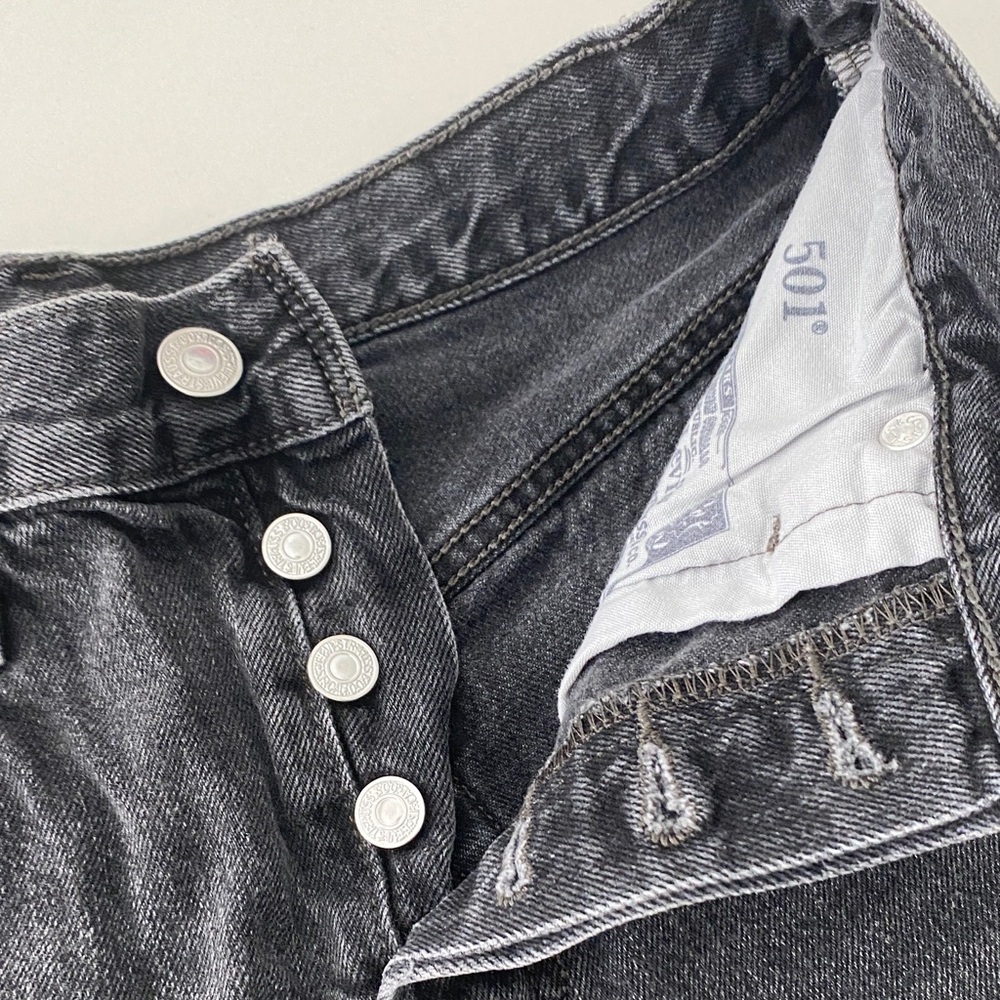 Levi’s 501 Edgy Black Frayed Denim Shorts - Picture 5 of 9